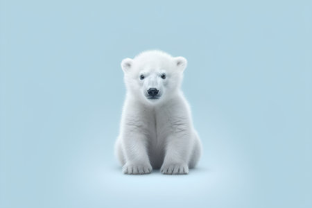 Polar bear cub on a blue background. 3d illustration.の素材