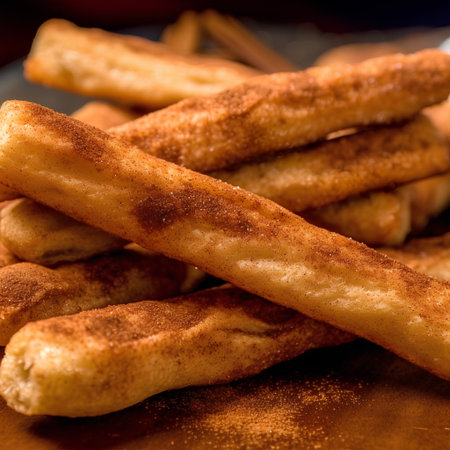 Cinnamon sticks on a rustic background. Selective focus.の素材