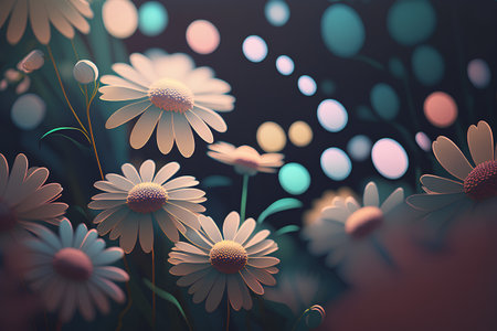 Beautiful daisies on a dark background. Vector illustration.の素材