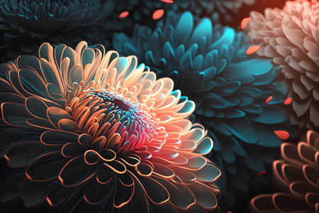 Beautiful chrysanthemums. 3d rendering, 3d illustration.の素材