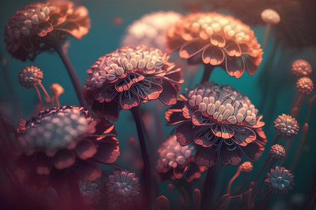 Autumn chrysanthemum flowers. 3D illustration.の素材