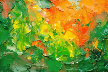 abstract oil painting background, green and orange colors, close upの素材