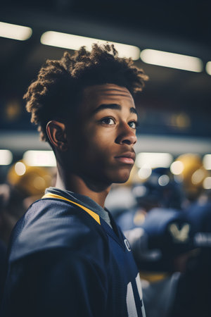 Portrait of a young african american man in sportswearの素材