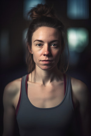 Portrait of a beautiful young woman at the gym looking at cameraの素材