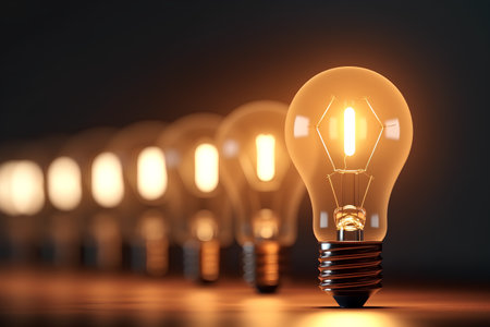Idea concept with light bulb on dark background. 3D renderingの素材