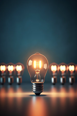 Idea concept with light bulb on dark background. 3D renderingの素材
