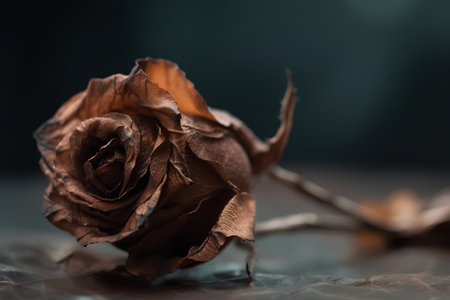 Dried rose on dark background. Shallow depth of field.の素材
