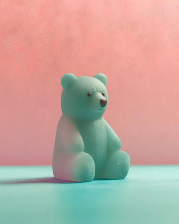 Polar bear toy on pastel background. Minimal concept.の素材