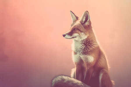 Portrait of a red fox, vintage color tone, filtered.の素材