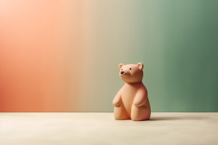 Cute teddy bear doll on pastel background. Minimal conceptの素材
