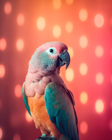 Colorful macaw parrot on a bokeh background.の素材