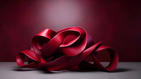 Valentine's Day background with red ribbons. 3d renderingの素材