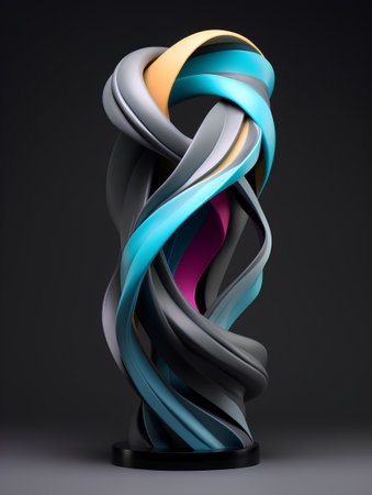 Abstract 3d rendering of multicolored twisted ribbons. Creative background.の素材