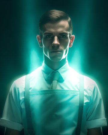 Portrait of a handsome young man in a white shirt and tieの素材