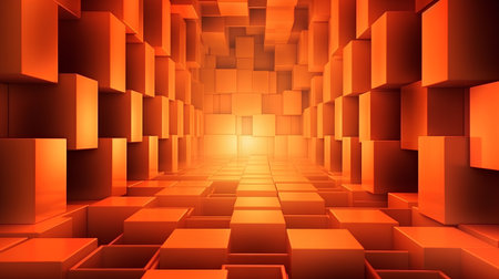 Abstract background made of orange cubes, 3d render, square compositionの素材