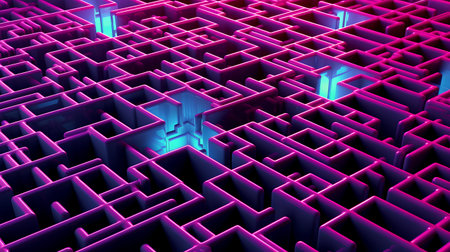 Abstract 3d render of maze. Digital background. Futuristic design.の素材