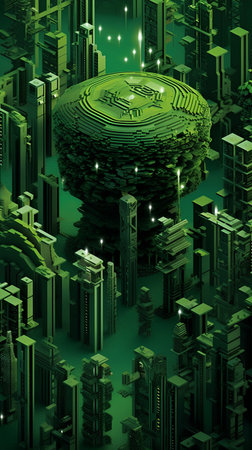 Futuristic city in the form of a sphere. 3d renderingの素材