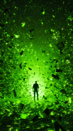 Falling money on a green background. The concept of financial crisisの素材