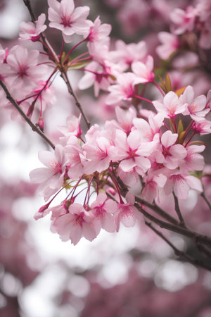 cherry blossom sakura in spring season with soft focus backgroundの素材
