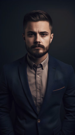 Portrait of a handsome bearded man in suit. Men's beauty, fashion.の素材