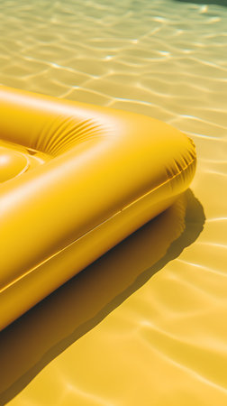 Yellow inflatable mattress floating in a swimming pool. 3d renderingの素材