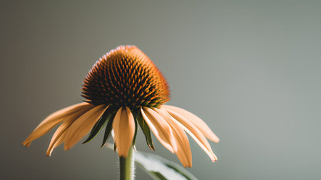 Beautiful yellow coneflower on a gray background. Selective focus.の素材