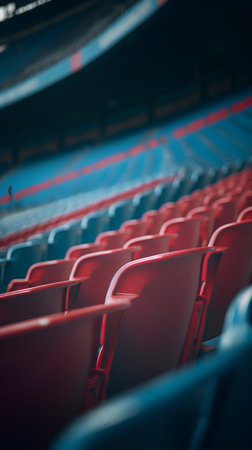 Empty seats in a sports arena. Horizontal photo with soft focusの素材