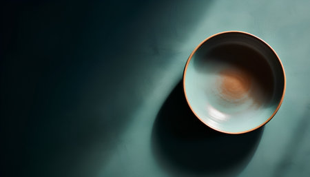 Empty ceramic plate on blue background. Minimal style. 3d renderの素材