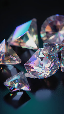 Diamonds on a black background. 3d rendering, 3d illustration.の素材