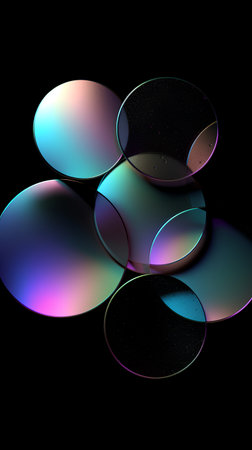 abstract background with iridescent spheres, 3d rendering, computer digital illustrationの素材