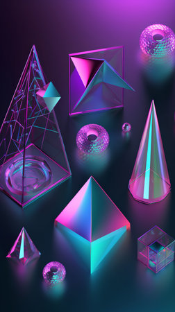 Abstract 3d geometric background with polygonal shapes. Vector illustration.の素材