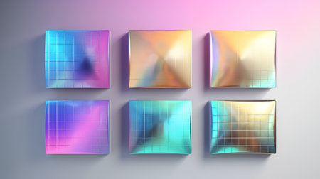 Vector set of abstract holographic backgrounds. Template for your design.の素材