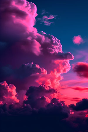 Beautiful clouds at sunset as a background, 3D illustration.の素材