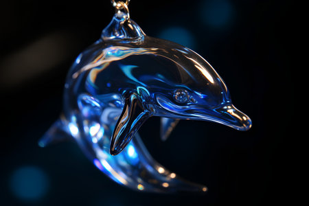 Dolphin on black background. 3D illustration. 3d rendering.の素材