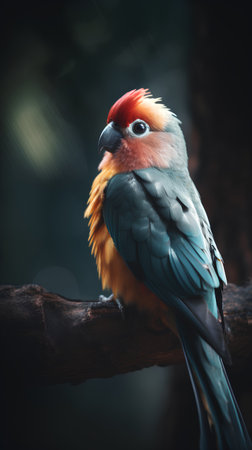 Beautiful colorful parrot sitting on a branch in the zoo.の素材