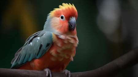 Portrait of a beautiful colorful parrot in the nature. Colorful parrot.の素材
