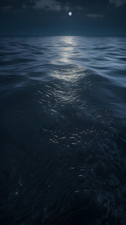 Full moon over the sea in full moonlight. 3d renderの素材