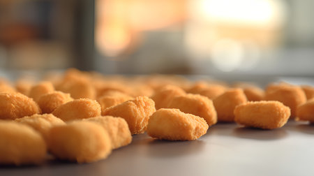 Crispy cheese balls on a kitchen table. Selective focus.の素材