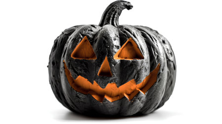 Halloween pumpkin isolated on a white background. 3d illustration.の素材