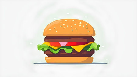 Hamburger icon in flat style. Fast food vector illustration.の素材