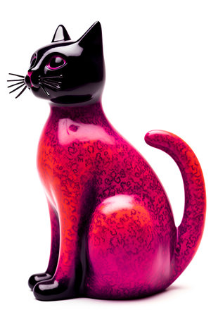 Cat figurine isolated on white background. 3d render illustration.の素材