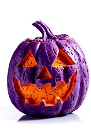 Halloween pumpkin Jack O Lantern isolated on white background. Halloween decoration.の素材