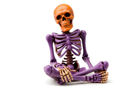 Human skeleton isolated on white background. Halloween concept. 3D illustration.の素材