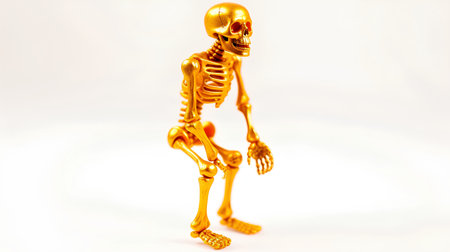 Human skeleton isolated on white background. 3d render. Halloween concept.の素材