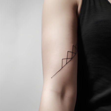 Arrow on the skin of a girl's arm, close-upの素材