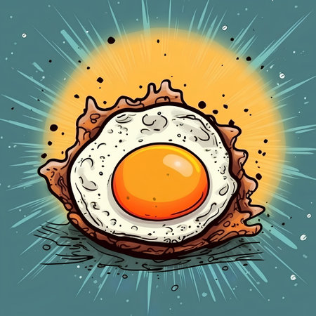 Fried egg in the shell of an eggshell. Vector illustration.の素材