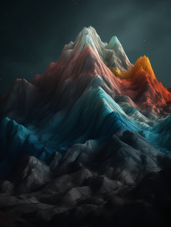 Fantasy mountains. 3d illustration. Computer generated image. Elements for design.の素材
