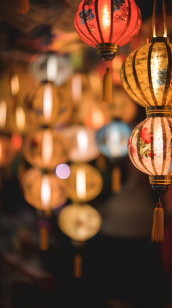 Lanterns at the night market in Hoi An, Vietnamの素材