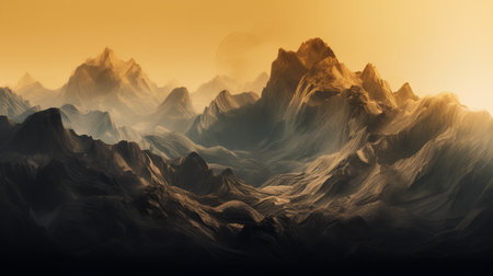 Abstract background with mountains. 3d render. Computer generated image.の素材