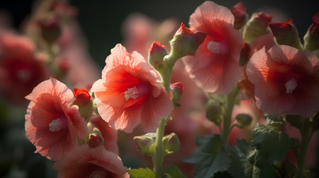 Beautiful hibiscus flowers in the garden. Selective focus.の素材